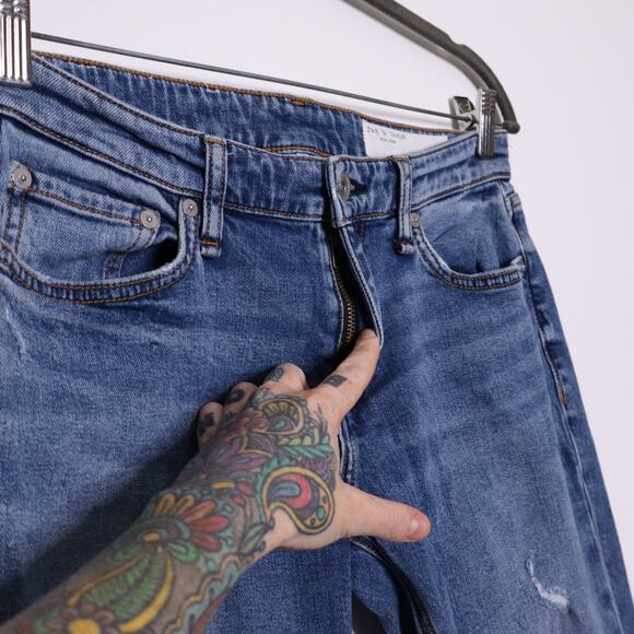RAG & BONE Dre Low Rise Slim Boyfriend Jeans Distressed Blue River Women's 26 - Picture 7 of 13